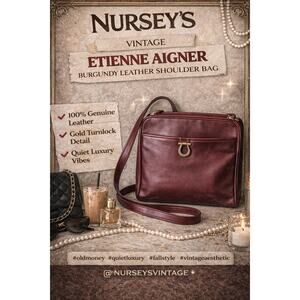 Vintage Etienne Aigner Burgundy Leather Shoulder Bag Turnlock Purse